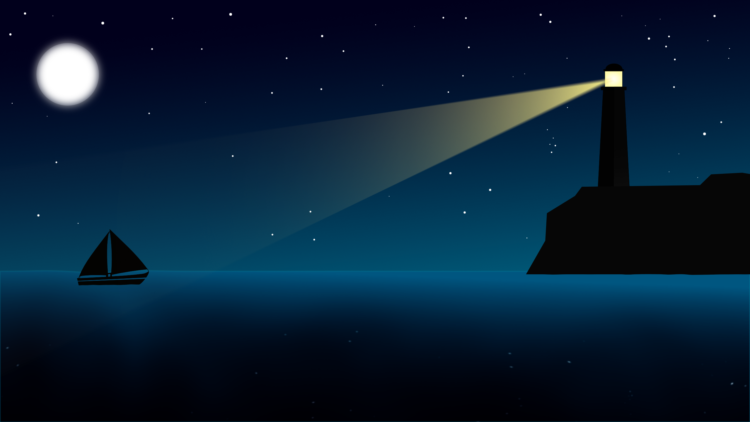 Illustration — phare, nuit, voilier